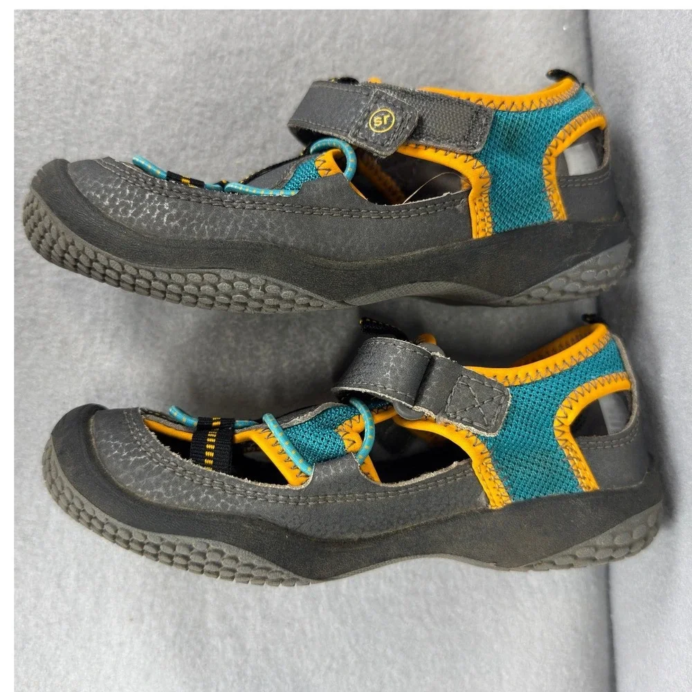 Stride Rite 9.5 Closed Toe Water Sandals Grey Teal Orange Memory Foam Sporty